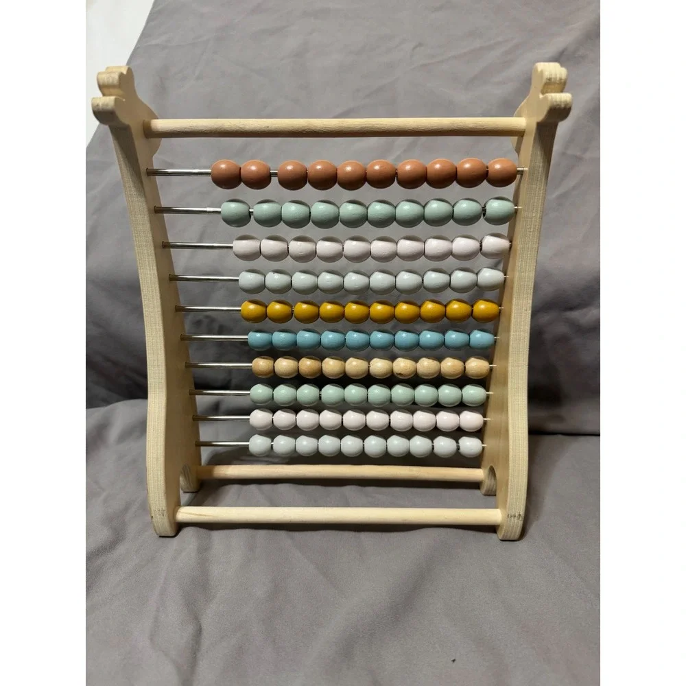 Wooden Giraffe Abacus‎ Toy Educational Counting 100 Beads Muted Colors Toy